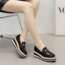 2024 весенние новые туфли на платформе с толстой подошвой в корейском стиле туфли на танкетке с круглым носком увеличенные бахилы одношаговые