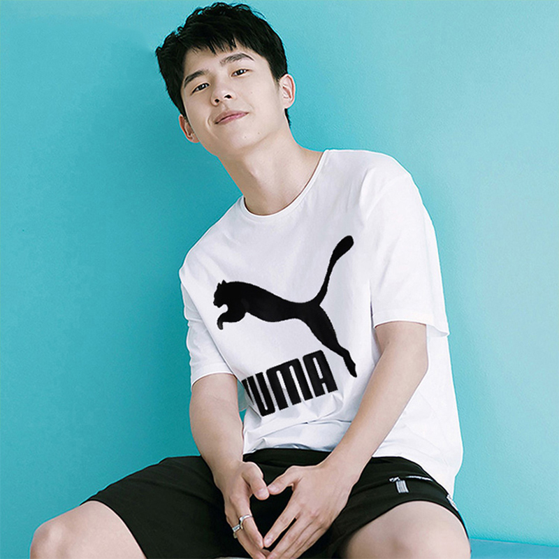 PUMA Hummer nam 2019 áo thun ngắn tay mới cổ điển LOGO Li là cùng một trang phục thể thao nam triều bình thường - Áo phông thể thao áo ba lỗ thể thao