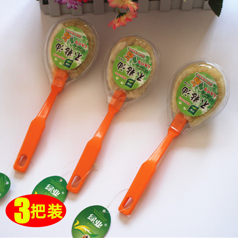 Natural coconut palm non-stick pan brush, kitchen scrubbing artifact, long-handled kitchen brush, dishwashing, pot degreasing
