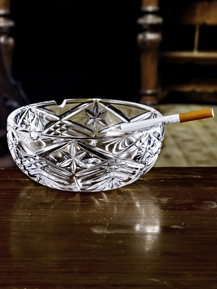 BOHEMIA Bohemia Czech Republic imported crystal glass Prague cigarette cylinder ashtray