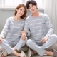 Bộ đồ ngủ mùa xuân và mùa thu mùa đông Bộ đồ cotton dài tay Hàn Quốc Bộ đồ mặc ngoài mùa thu cho nam và nữ Quần áo dễ thương tại nhà Cotton