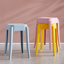 Plastic stool thick square stool home living room round stool bench creative fashion table high stool Nordic bench