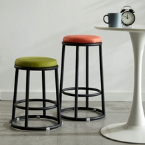 Wrought iron round stool modern bar chair high stool bar stool mobile phone shop counter round stool home chair stool