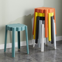 Plastic stool home adult thickened living room table bench Nordic cooked glue round stool simple creative high stool