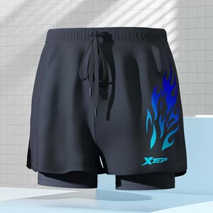 特步泳裤男士防尴尬双层宽松2022新款