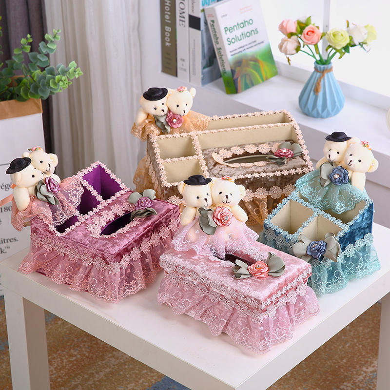 Eurostyle Creative Living Room Paper Towels Box Lace Cloth Art Table Tissue Box Office Hotel Living Room Car Toilet Paper Box