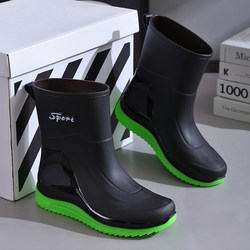 Men's fashionable thick-soled rain boots, mid-calf rain boots, short-collar rain boots, warm, lightweight, waterproof, non-slip, wear-resistant and waterproof shoes for men