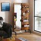 Removable solid wood full-length mirror floor-standing home hidden hole board dressing mirror sliding mirror entrance storage shelf