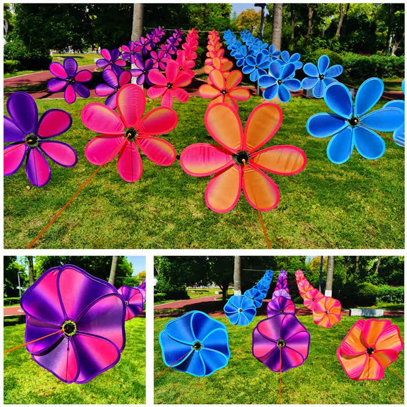 Outdoor colorful windmill string promenade hanging rotating kindergarten waterproof children's toy flower windmill decoration