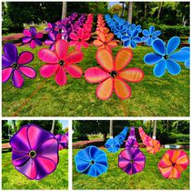 Outdoor Seven Rainbow Windmill Strings Long Gallery Suspended Rotating Nursery Waterproof Children Toy Flowers Windmill Decorations