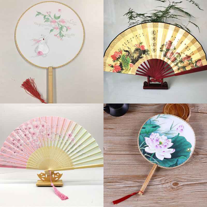 Fan folding fan Chinese style dance fan female summer folding fan ancient costume Japanese small retro cloth classical antique folding fan