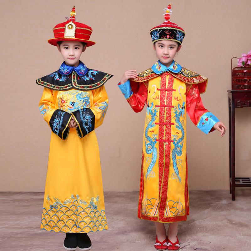 Boys, Qing Dynasty emperors, girls, queens, costumes, children's costumes, dragon robes, phoenix robes, emperor's little brother, costume suit