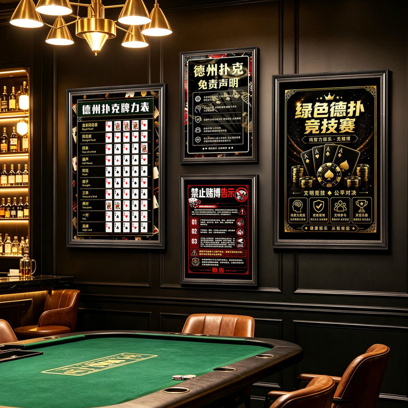 Texas Hold'Em Poker Card Strength Chart Wall Art Pub Wall Decoration Painting Chess and Card Room Mahjong Room Entertainment Club Casino Mural