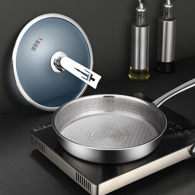 Daimler 5D laser diamond titanium pan frying pan with lid No oil smoke not stained with pot Minfire induction stove universal 28cm