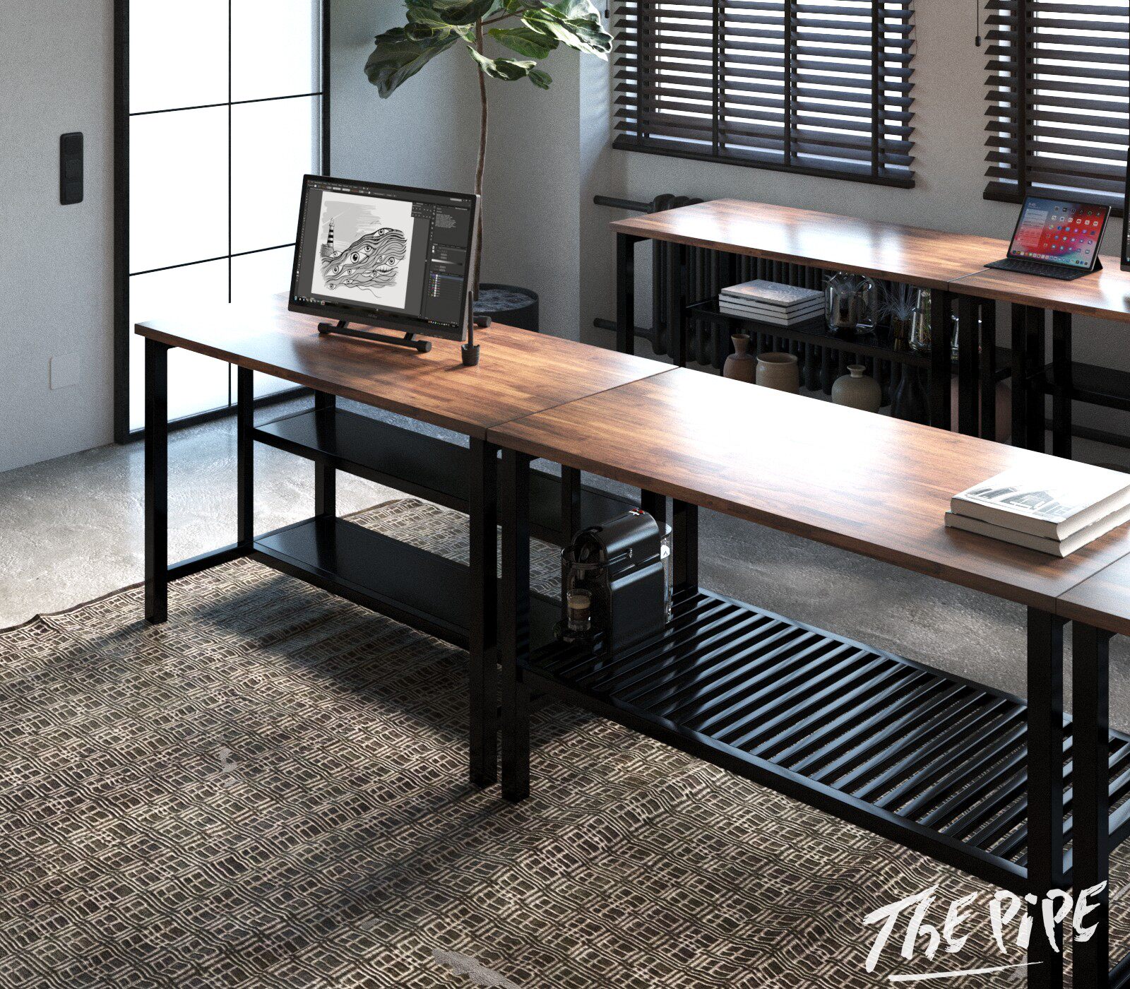 Customized multi-functional solid wood workbench Repair bench fitter pottery leather carving handmade table designer handmade table