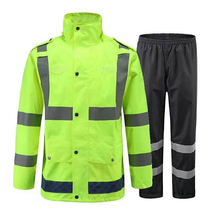  Reflective raincoat suit Traffic duty patrol fluorescent yellow and green riding motorcycle waterproof outdoor cover custom lettering