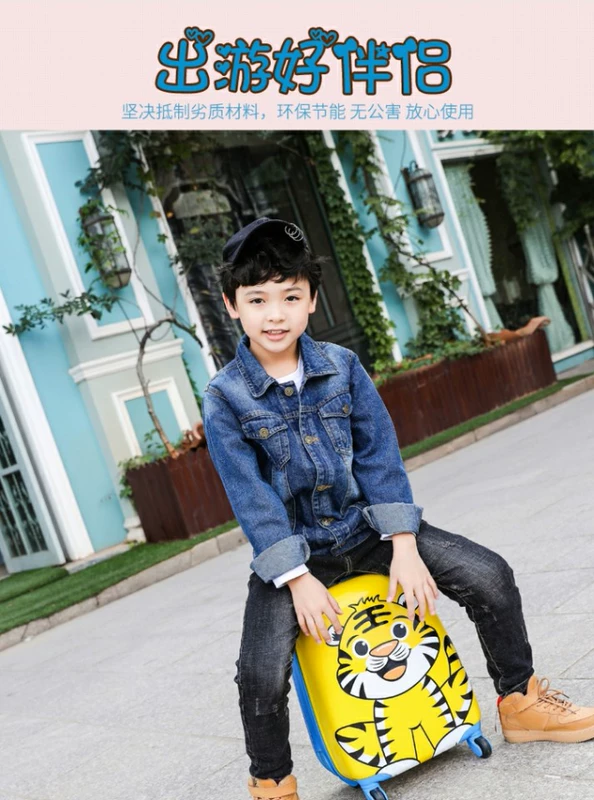 Xe đẩy trẻ em nữ hộp bé 1618 inch caster cô gái vali hoạt hình túi hành lý kéo hộp nam vali cho bé