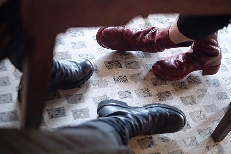 Red & Please Watch The Details Pageguidi style 788 Back zipper Boots  dark vanguard Water dyeing Horse skin Make old manual goodyear  customized Leather boots