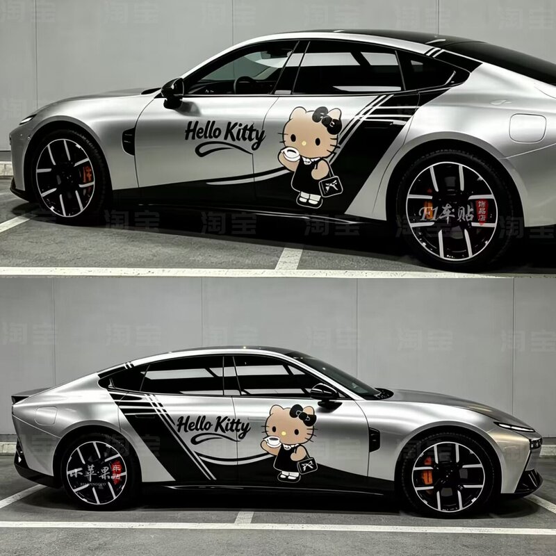 Suitable for Xpeng P7+Kt Cat Car Stickers, Su7, Tesla 3Y Cute Cartoon Graffiti Car Body Modification Stickers