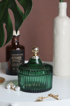 Lovelye vintage sense emerald vintag Glass gold tracing gold cover storage jar Jewelry jar storage jar