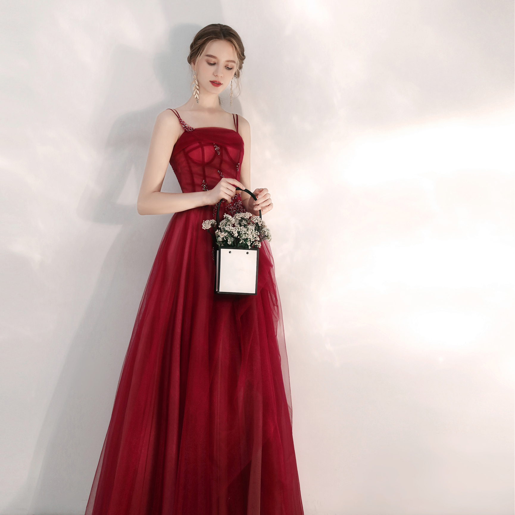 Toast dress 2022 new summer bride wedding wine red temperament sling dinner party small long dress female