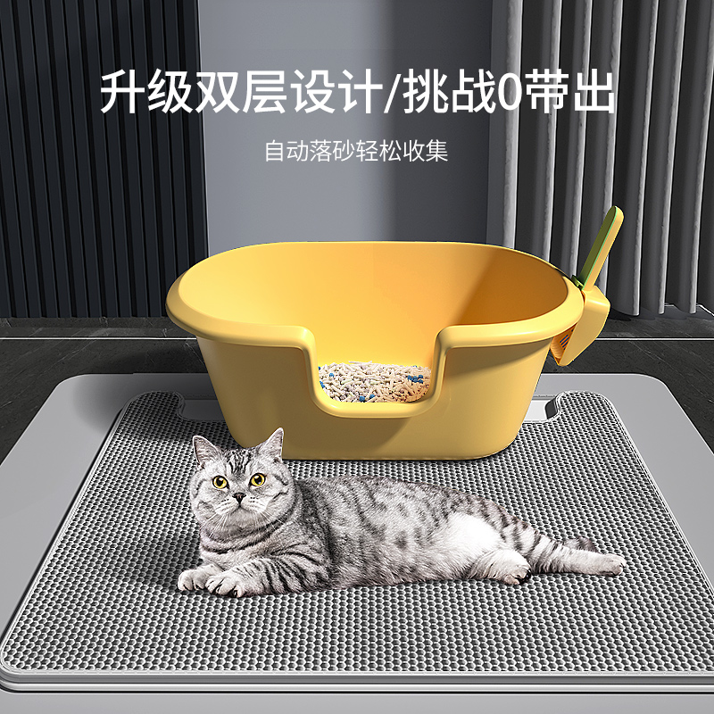 猫トイレマット、漏れ防止、二層猫トイレマット、砂制御マット、飛沫防止、砂漏れ防止、睡眠用砂フロアマット