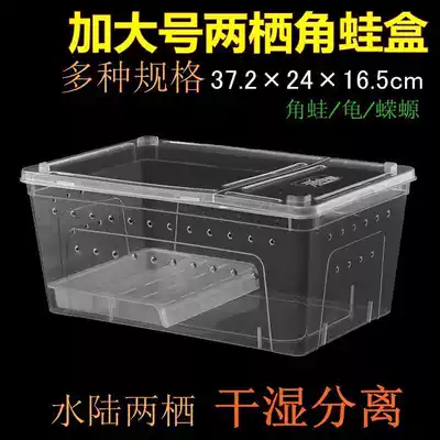 Reptile feeding box Horned frog Newt Shougong amphibious box with lid Small turtle feeding box with drying table Tortoise tank