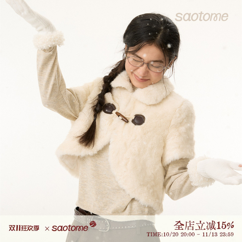 Saotome Saotome Eiko'Puppet' Retro Showa-Style Eco-Friendly Fur Vest for Petite Figures