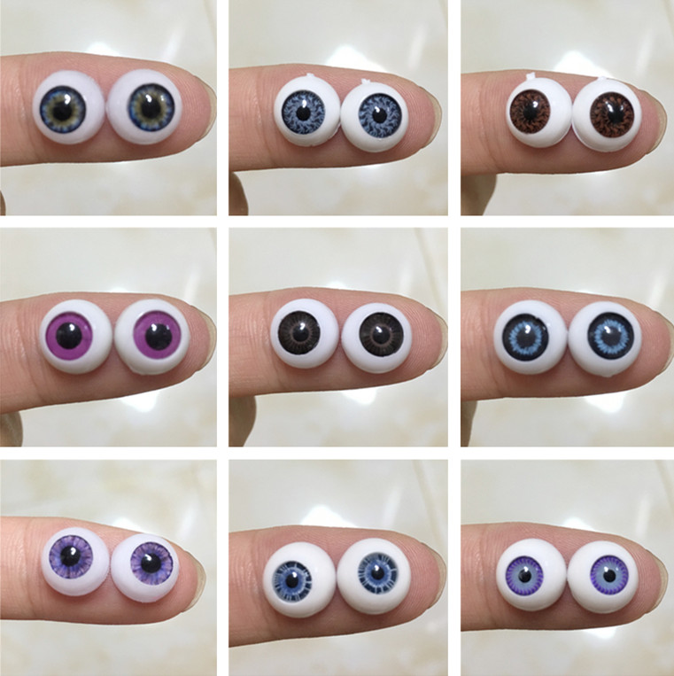 3D real eye beauty tie hog ob clay doll homemade eyeball Animals engraving 10mm semi-circular pressed eye eyeball pair