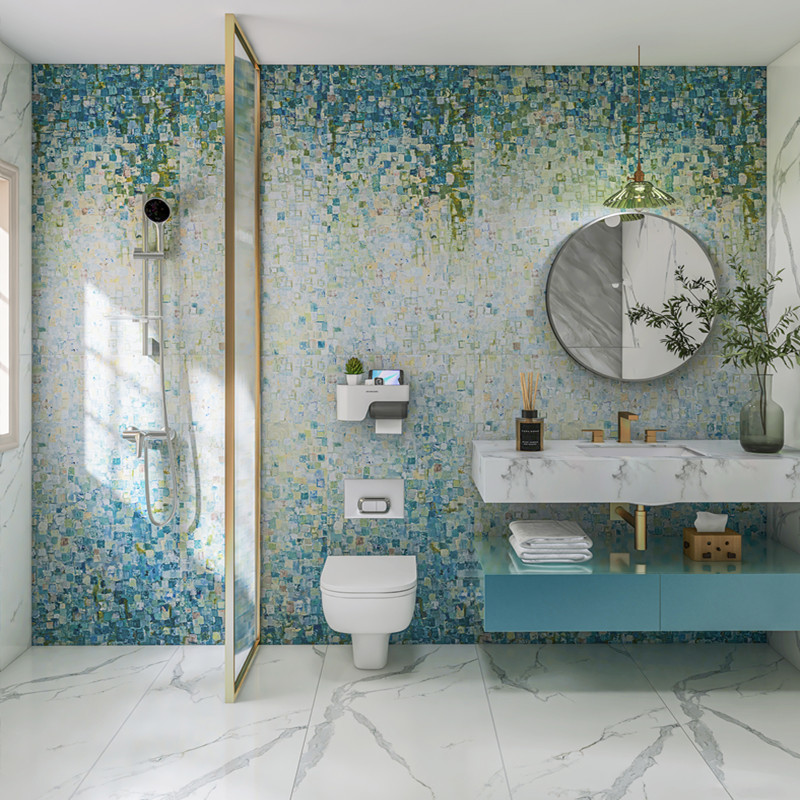 Crown Pearl Bathroom Tiles 60×120 Balcony Wall Tiles Bathroom Background Wall Gradient Oil Painting Ceramic Art Tiles