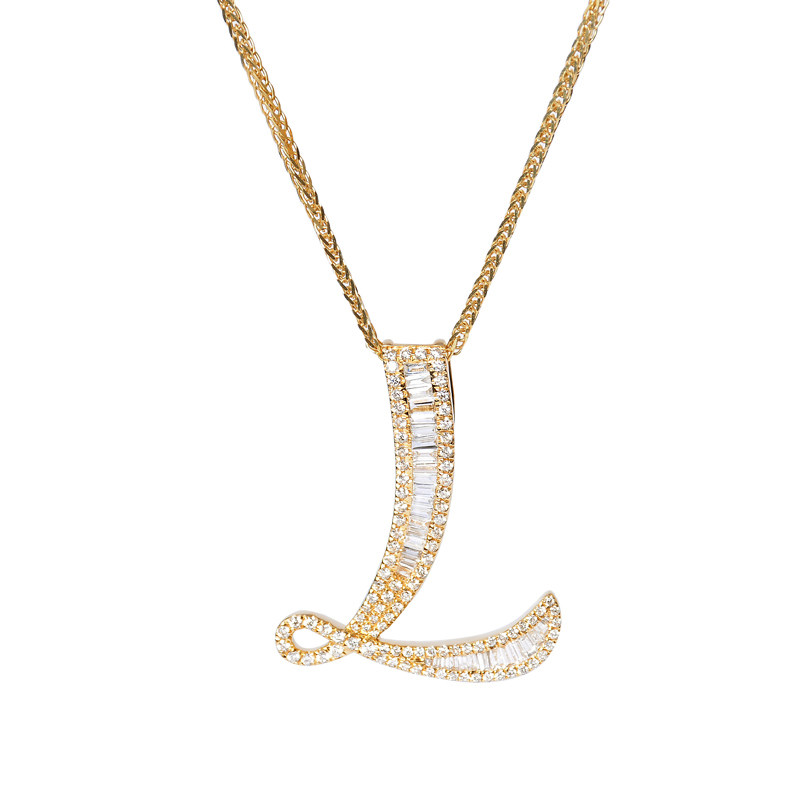 Xinxing 18k gold diamond necklace T - square diamond letter L - Diamond pendant female set custom