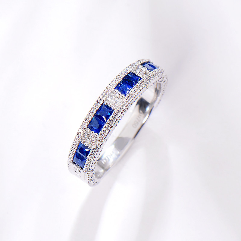 Nova Caibao 18k gold diamond ring Natural Sapphire Platoon Ring with Female Inlaid Custom