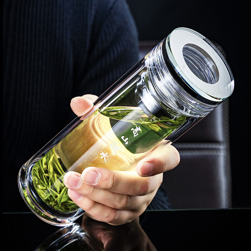Double-layer glass men's high-end tea separation cup men's tea cup insulation tea cup personal special water cup