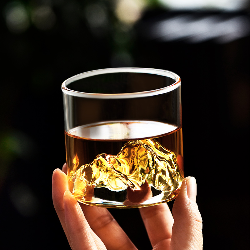 View Mountain Glass Cup Sub Tea Cup Day Style Water Cup Home Drink Water Thickened Heat Resistant Net Black Tea Suit High Face Value