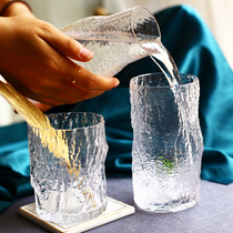 Glass ins wind thickened bark pattern Japanese household transparent hammer pattern creative glass water cup Tree pattern beer cup