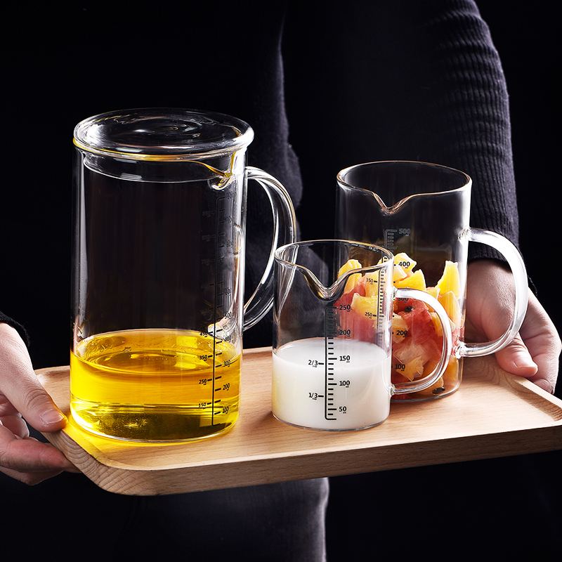 Measuring cup with scale Home heat resistant scale glass cup water glass with handle child scale milk mug microwave