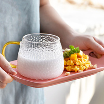 Breakfast cup Creative glass mug Milk cup Household men and women large capacity drinking water cup Microwave oven oat cup