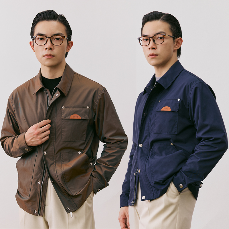 [Three-Proof Fabric] Flat Round Square American Retro Lapel Spring Outdoor Workwear Coach Jacket for Men
