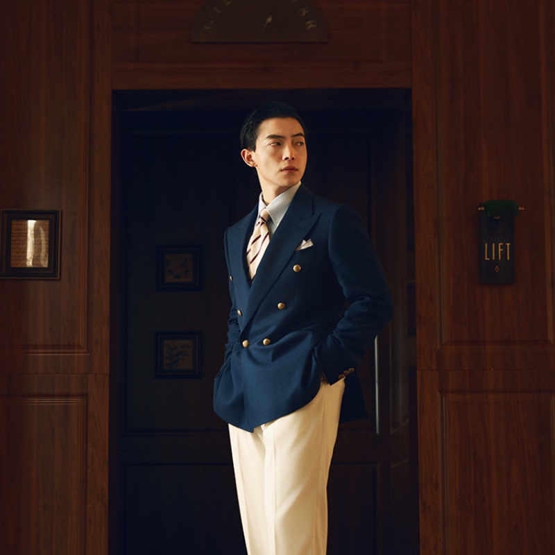 【100% Wool】Flat Round Square Mid-Length Blazer Suit with Gold Buttons, Double-Breasted Men's Navy Blue Single Blazer Jacket 【100% Wool】Flat Round Square Mid-Length Blazer Suit with Gold Buttons, Double-Breasted Men's Navy Blue Single Blazer Jacket