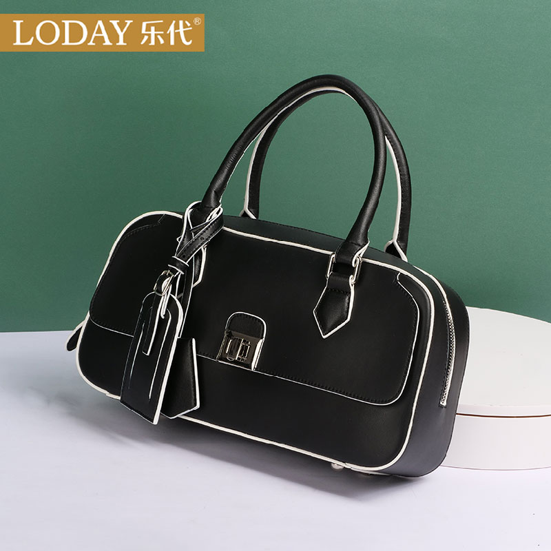 Lotte 2022 new female inclined satchel carrying bag trendy fashion bag Single shoulder lady handbag 100 hitch genuine leather bag