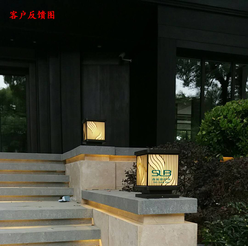 Featured Stripe column head light Villa Imitation Clouds Stone Wall Lamp Booking for light transmission View lamp Outdoor Courtyard Light Box Manufacturer