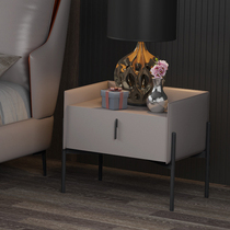 Italian minimalist bedside table Modern simple light luxury bedside locker Nordic bedroom decoration leather fabric storage cabinet