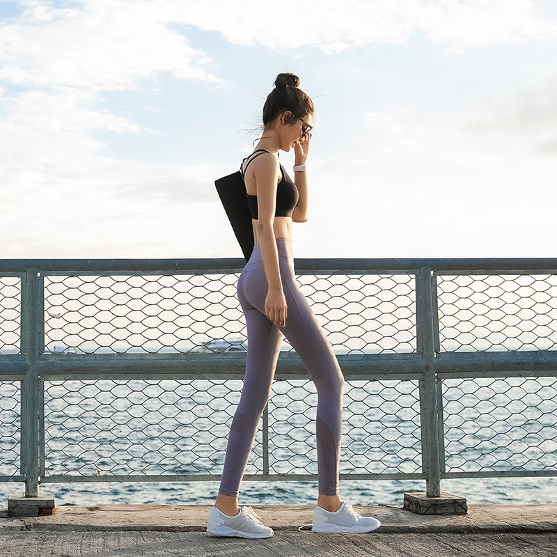 Wake up vest line high waist fitness pants tight belly sports pants Yoga pants women's summer thin section large size fat mm