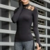 Cutout Sexy Yoga Tops Áo dài tay Làm khô nhanh Tập thể dục Áo sơ mi nữ nén nén đáy quần thể thao cổ cao Leotard N thảm yoga cao su Yoga