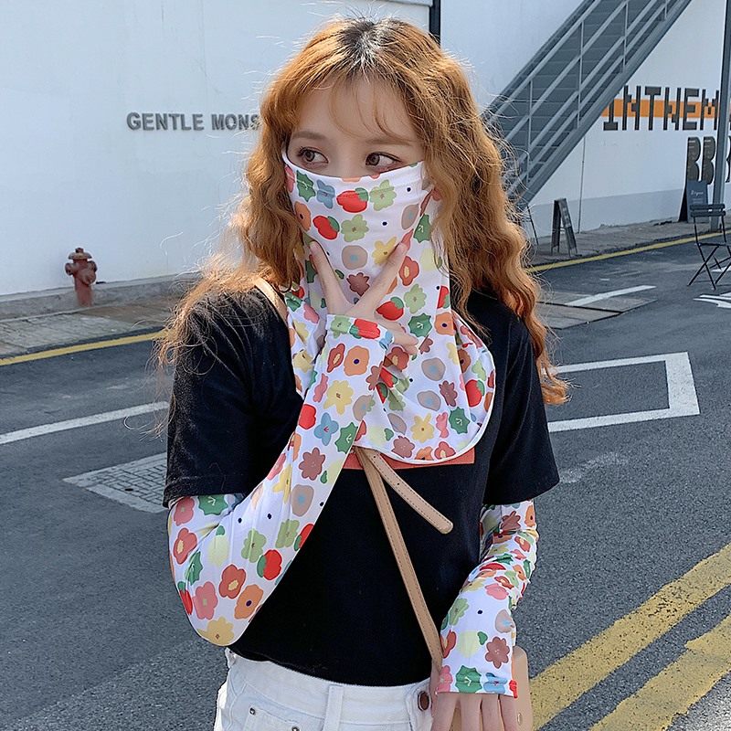 Japanese sun-protective veil ice filament face covering face covering neck hundred-breed sleeves summer ultraviolet day