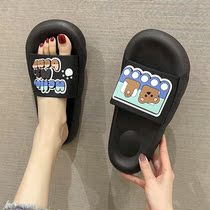 Japanese Eva Couple One Word Slipper Summer Cute Bear Household Bathroom Shower Shower Shoes