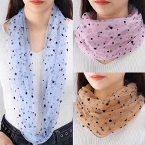 Japanese star silk scarf female mesh lace two laps of sunscreen around neck neck and neck scarf