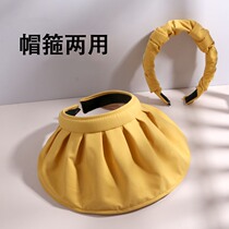 Japan sunscreen hat haircut lady anti-UV summer cover sunshade black rubber hat empty top sun hat