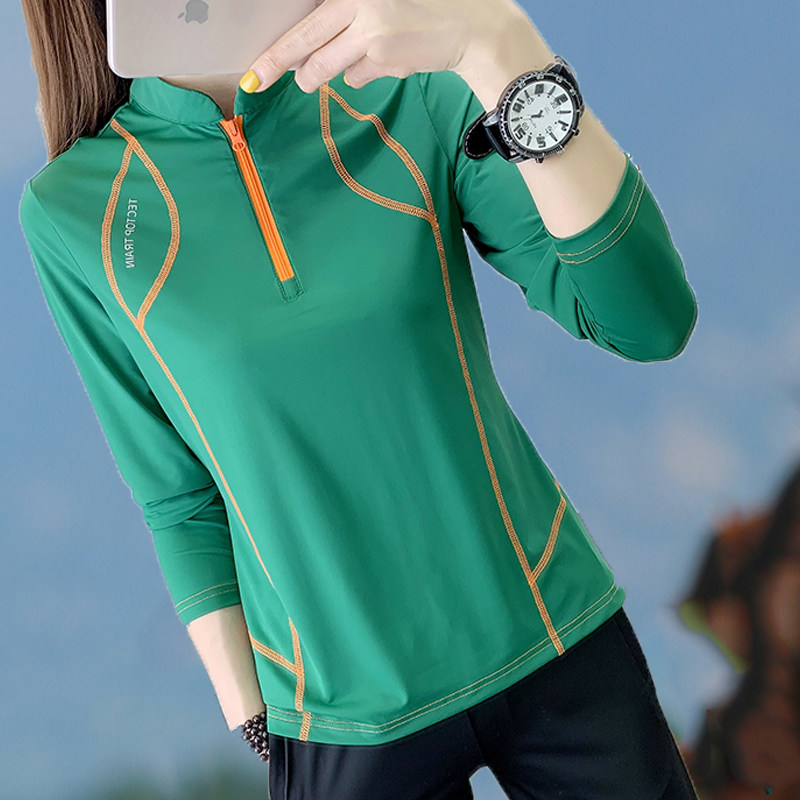 Led the ice filament outdoor dry dress long sleeve summer thin running hiking trekking exercise T-shirt loose skiing