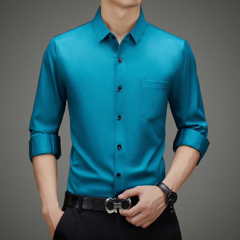 2026inch Spring/Summer Men's Long Sleeve Shirt, Thin Business Solid Color Workwear Professional Formal Shirt with Real Pockets 2026inch Spring/Summer Men's Long Sleeve Shirt, Thin Business Solid Color Workwear Professional Formal Shirt with Real Pockets